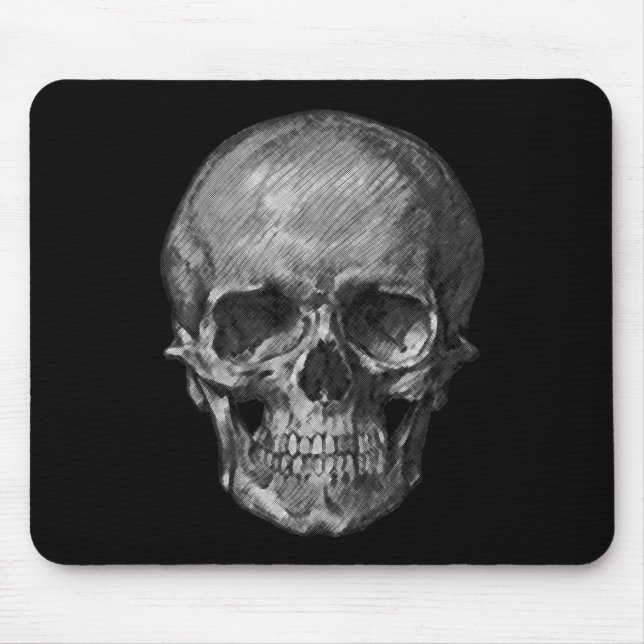 Black & White Skull Mouse Mat (Front)