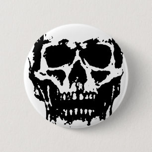 Black White Skull Pop Art 6 Cm Round Badge