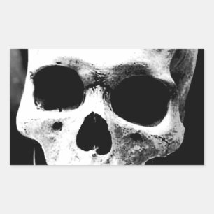 Black & White Skull Rectangular Sticker
