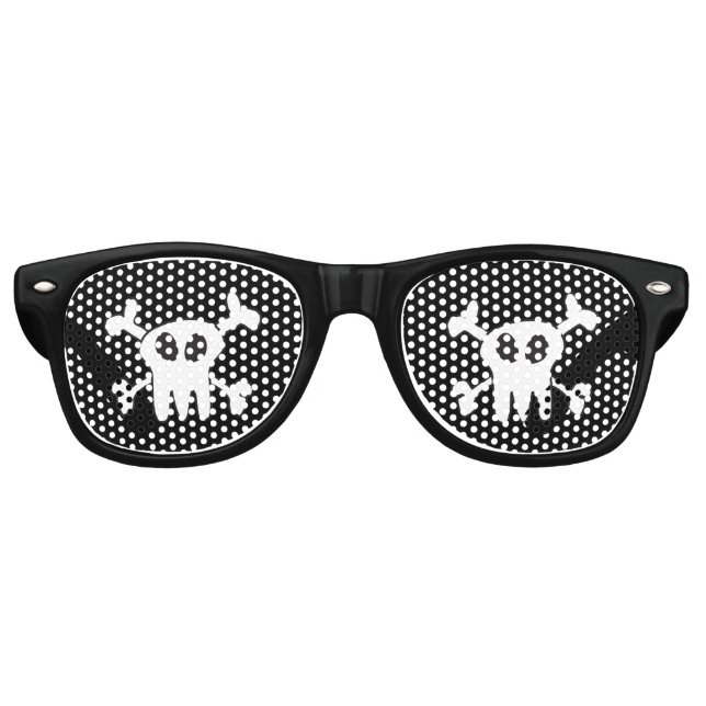 Black & White Skull Retro Sunglasses (Front)