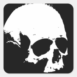 Black & White Skull Square Sticker