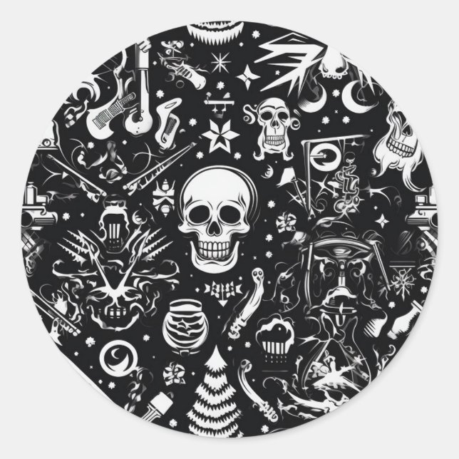 Black & White Skull Stickers (Front)