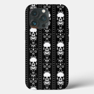 Black & White Skull Stripes  iPhone 13 Pro Case