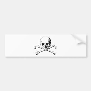 Black & White Skull & the Bones Bumper Sticker