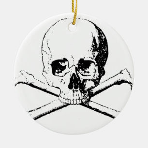 Black & White Skull & the Bones Ceramic Tree Decoration