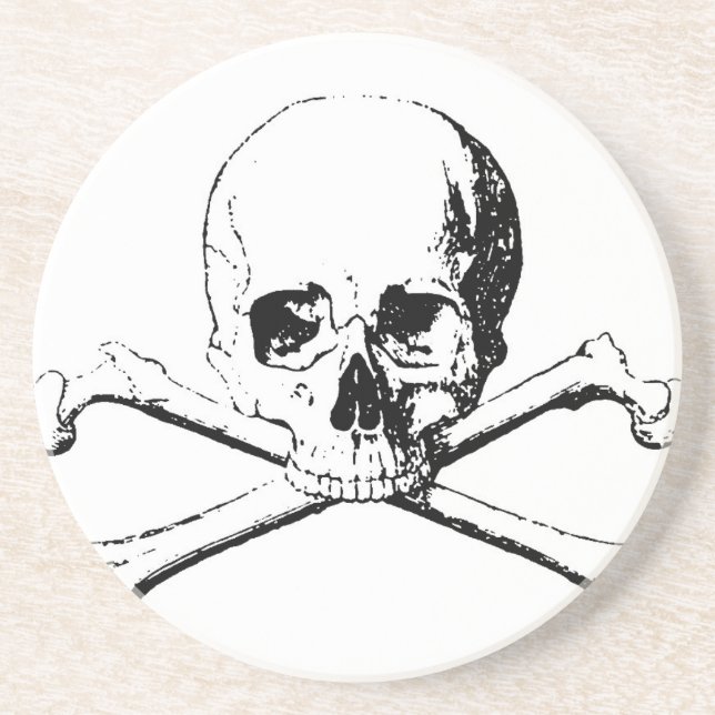 Black & White Skull & the Bones Coaster (Front)