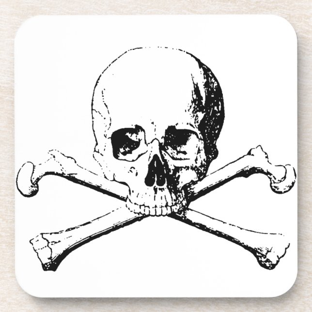 Black & White Skull & the Bones Coaster (Front)