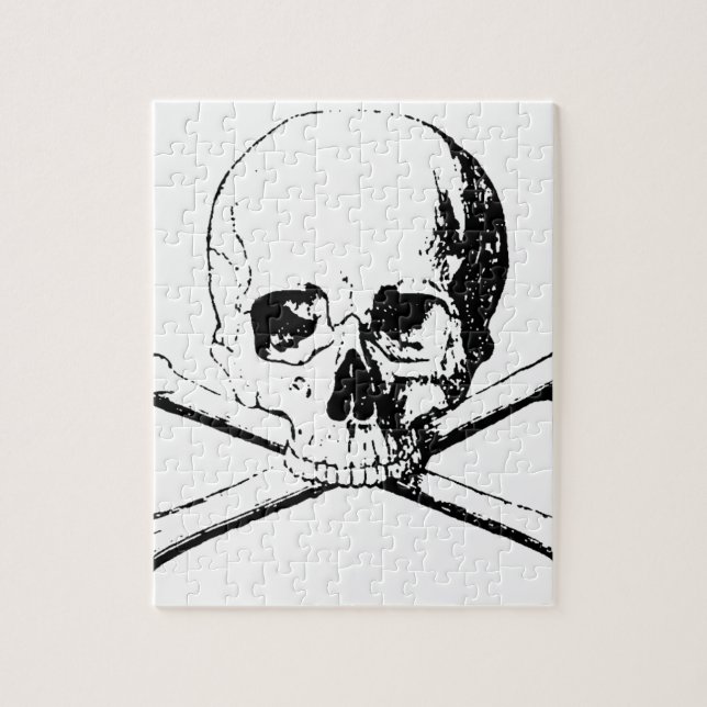 Black & White Skull & the Bones Jigsaw Puzzle (Vertical)