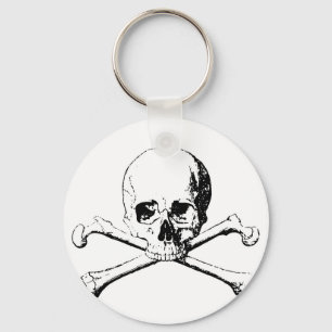 Black & White Skull & the Bones Key Ring