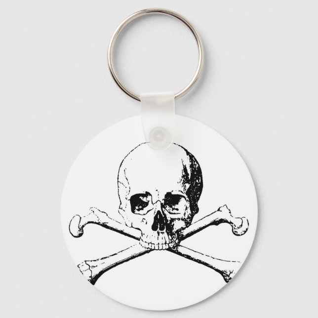 Black & White Skull & the Bones Key Ring (Front)