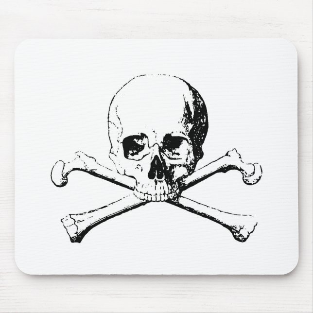 Black & White Skull & the Bones Mouse Mat (Front)