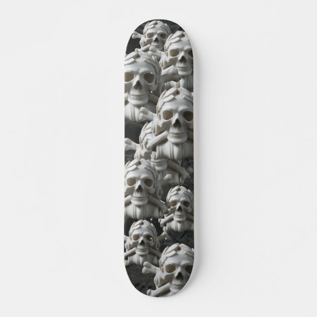 Black White Skulls & Bones Skeleton Skateboard (Front)