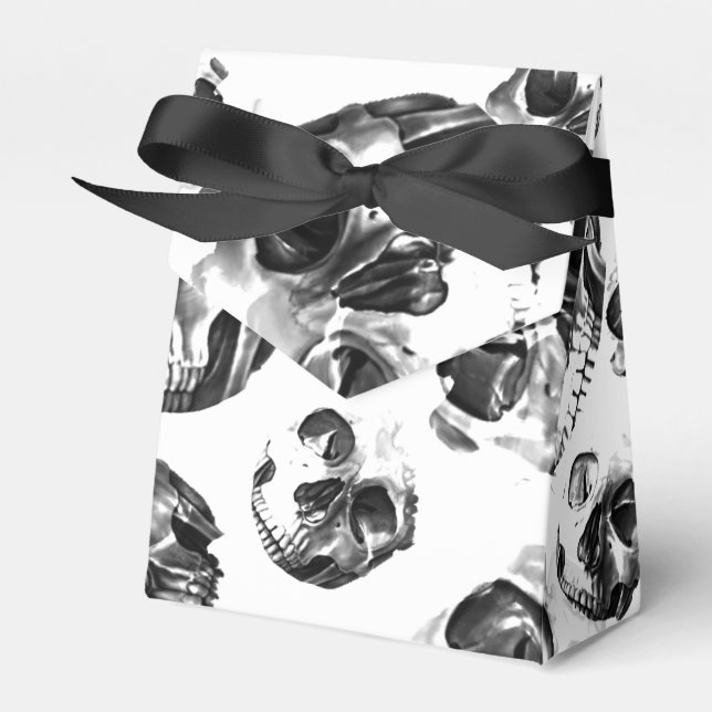 Black & White Skulls Skeleton Skull Art Pattern Favour Box (Front Side)