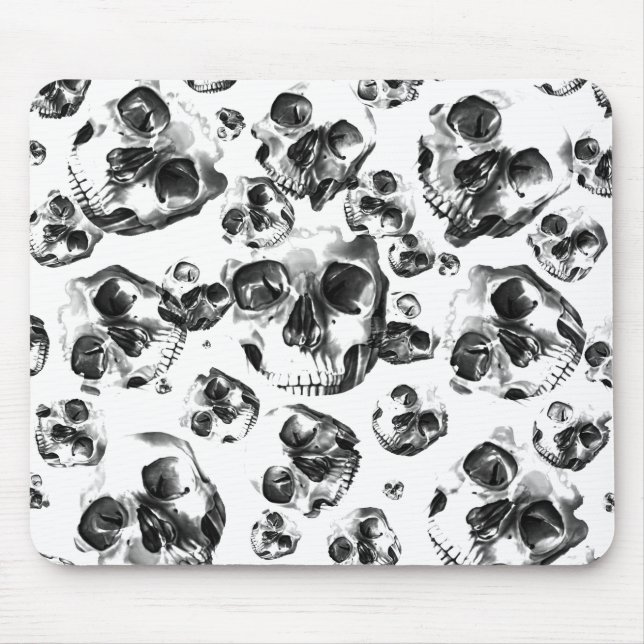 Black & White Skulls Skeleton Skull Art Pattern Mouse Mat (Front)