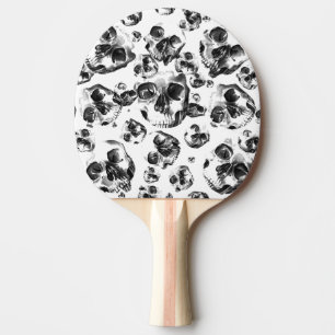 Black & White Skulls Skeleton Skull Art Pattern Ping Pong Paddle