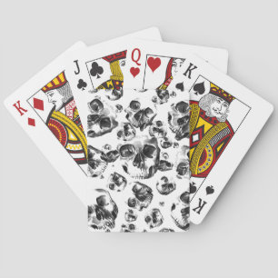 Black & White Skulls Skeleton Skull Art Pattern Playing Cards