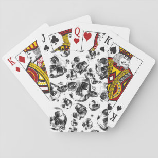 Black & White Skulls Skeleton Skull Art Pattern Playing Cards