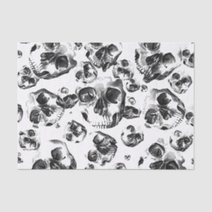 Black & White Skulls Skeleton Skull Art Pattern Tissue Paper