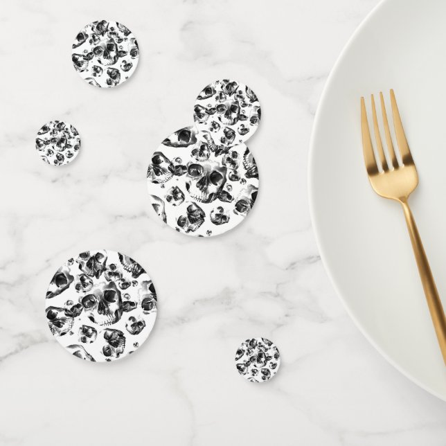 Black & White Skulls Skeleton Skull Party Confetti (Group)