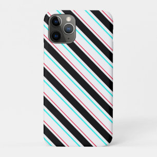Black White Slanted Regimental Stripe Lines iPhone 11 Pro Case