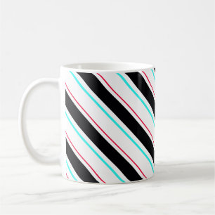 Black White Slanted Regimental Stripe Lines Coffee Mug