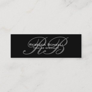 Black White Slim Script Monogram Business Card