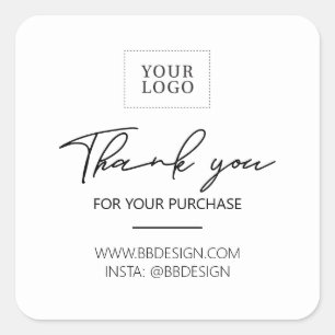 Black & White Small Business Thank you package Square Sticker