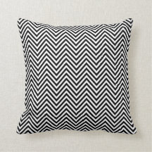 Black & White Small Chevron Zig Zag Print Pillow