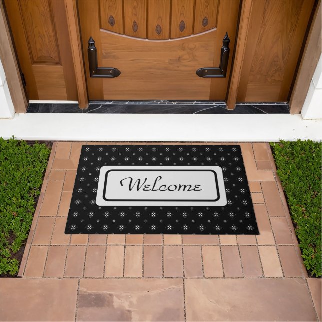 Black & White Small Print Doormat (Outdoor)