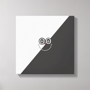 Black & White Smile Face Wrapped Canvas