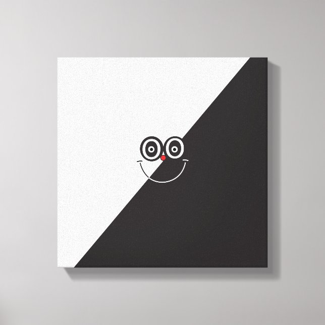 Black & White Smile Face Wrapped Canvas (Front)