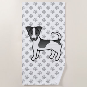 Black & White Smooth Coat Jack Russell Terrier Dog Beach Towel