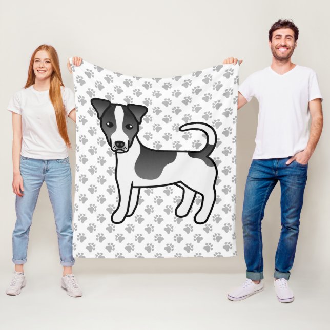 Black & White Smooth Coat Jack Russell Terrier Dog Fleece Blanket (In Situ)