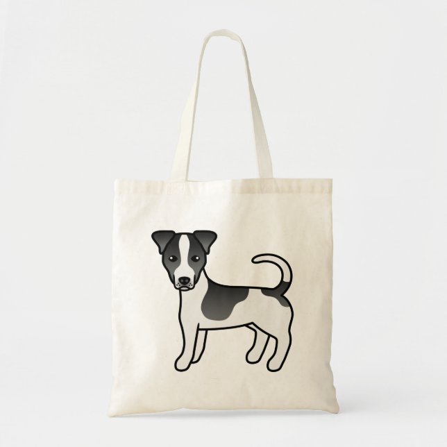 Black & White Smooth Coat Jack Russell Terrier Dog Tote Bag (Front)