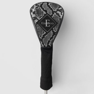 Black & White Snake Skin Monogrammed Golf Head Cover