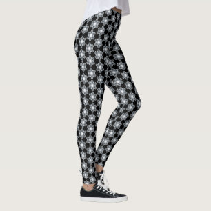 Black White Snow Flakes Yoga Christmas Holiday Leggings