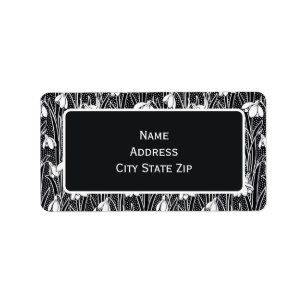 Black & White Snowdrop Pattern Address Label