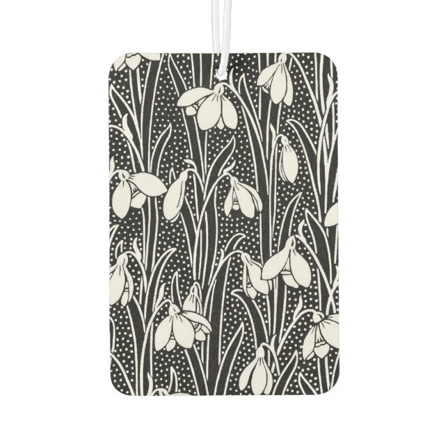 Black & White Snowdrop Pattern  Car Air Freshener (Back)