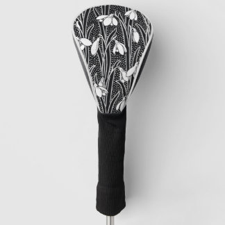Black & White Snowdrop Pattern Golf Head Cover
