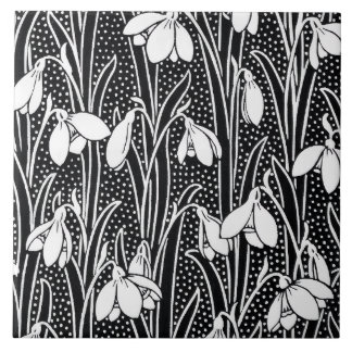 Black & White Snowdrop Pattern Tile