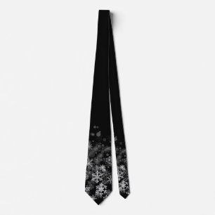 Black White Snowflake Christmas Holiday  Tie