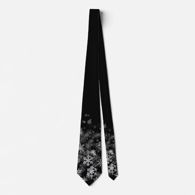 Black White Snowflake Christmas Holiday  Tie (Front)
