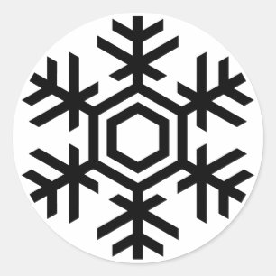Black & White Snowflake Classic Round Sticker