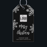 Black White Snowflake Company Logo Merry Christmas Gift Tags<br><div class="desc">Merry Christmas gift tags for customer gifts personalised with company name and logo.</div>
