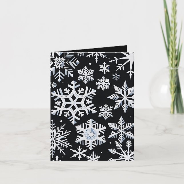 Black & White Snowflake Elegance Photo Christmas Thank You Card (Front)