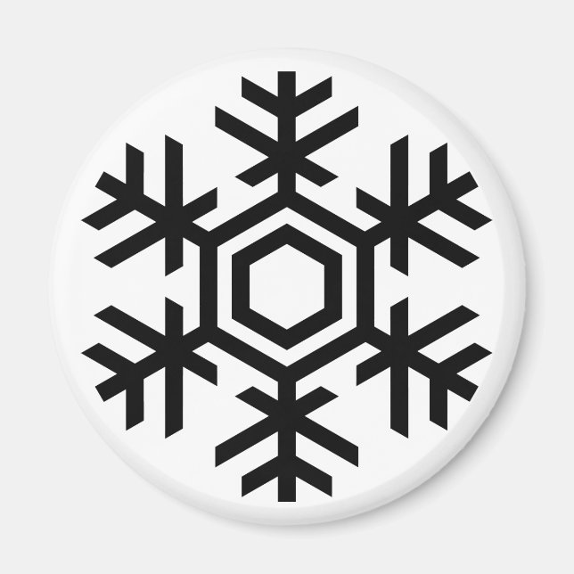 Black & White Snowflake Magnet (Front)