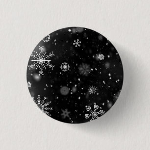 black & white snowflakes button