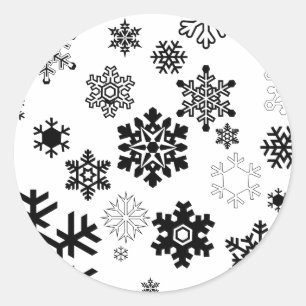 Black & White Snowflakes Classic Round Sticker