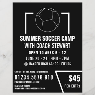 Black & White Soccer ball, Soccer Camp Advertising Flyer