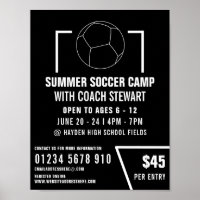 Black & White Soccer ball, Soccer Camp Advertising